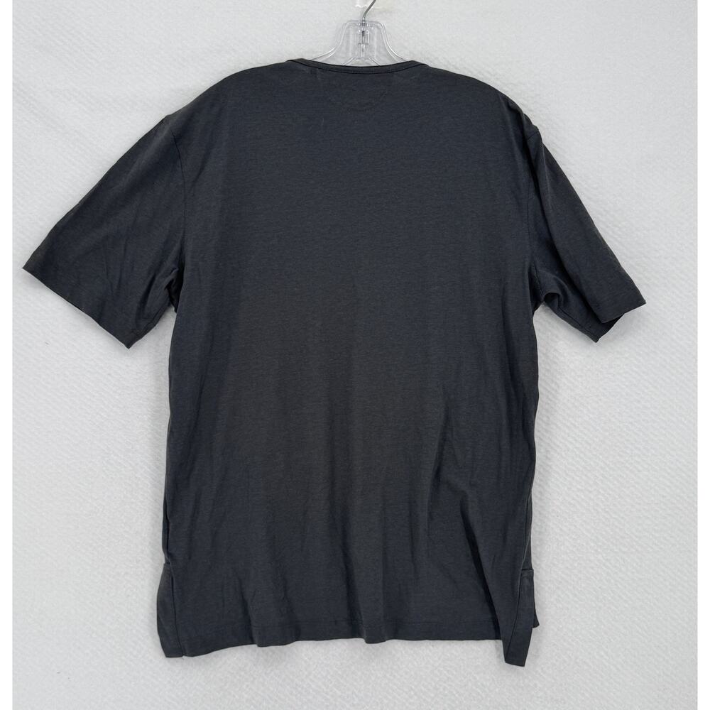 Helmut Lang Mens Gunmetal Grey Metallic Blue Film Print Box Fit T Shirt Sz M - Picture 2 of 6